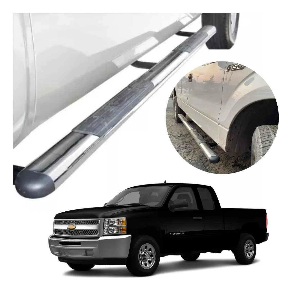 Estribos Gh Chevrolet Silverado Cabina Y Media 1999 Al 2013 - Image 1