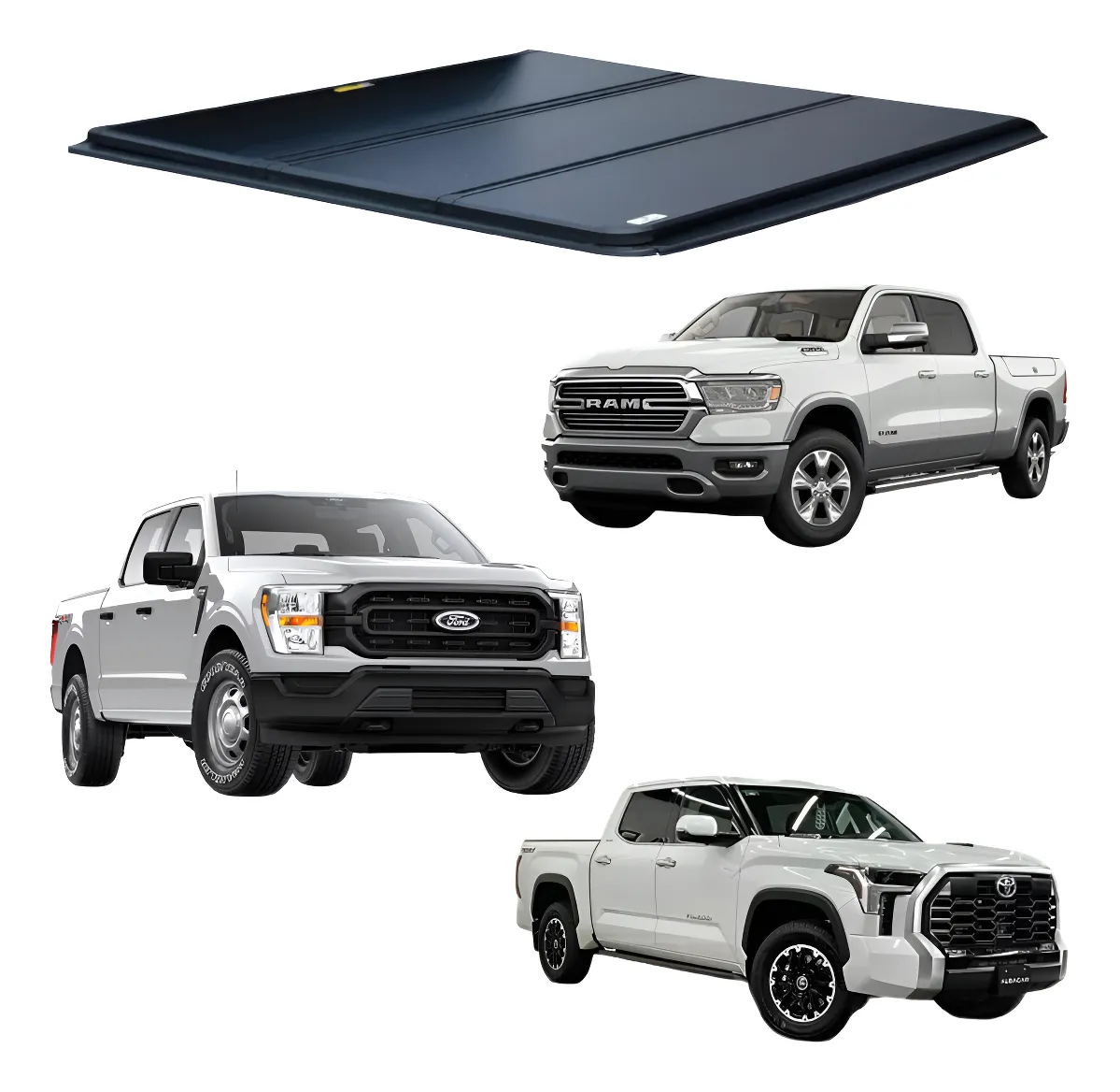 Tapa Cubre Batea Tri-fold F150, Ram 1500,tundra 2009-2023 Dc - Image 1