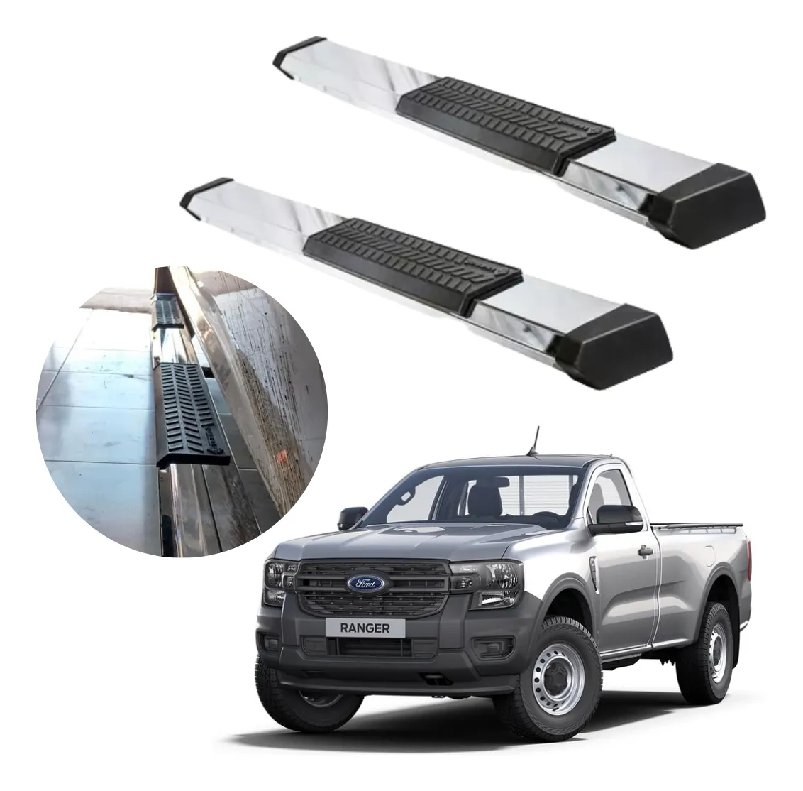 Estribos Serie 500 Para Ford Ranger 2013 - 2022 Cab Sencilla - Image 1