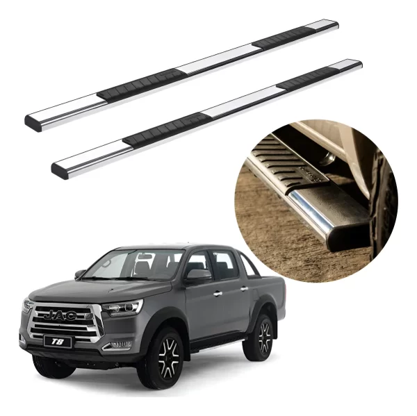 Estribos Serie 100 Cromados Para Jac Frison T8 2020 - 2024