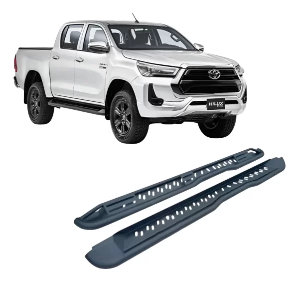 Estribos Negros Tipo Trd Toyota Hilux 2015-2024 Doble Cabina