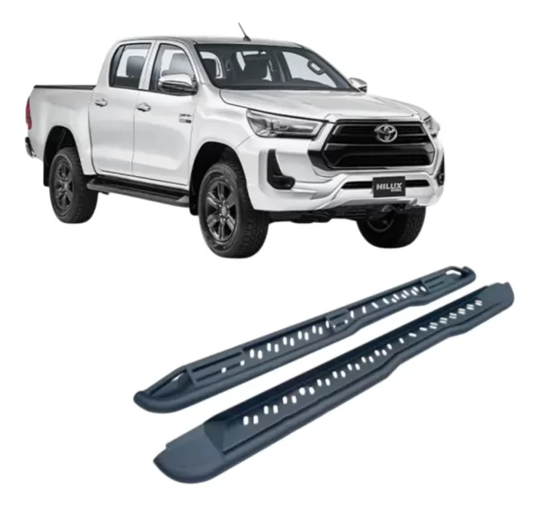 Estribos Negros Tipo Trd Toyota Hilux 2015-2024 Doble Cabina