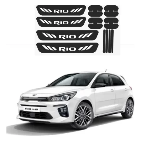 Kit Combo Proteccion Fibra De Carbono Para Kia Rio