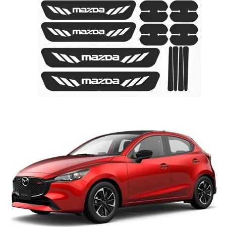 Kit Combo Proteccion Fibra De Carbono Para Mazda