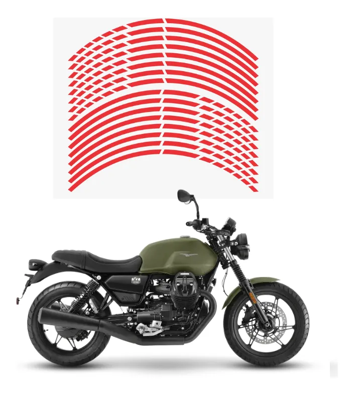 Sticker Reflejante Lineas Rojas Para Rines De Moto - Image 1