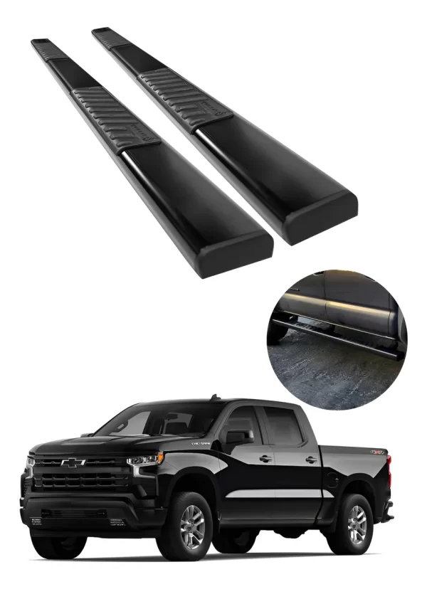 Estribos Serie 100 Negros P/ Chevrolet Silverado 2019 - 2025
