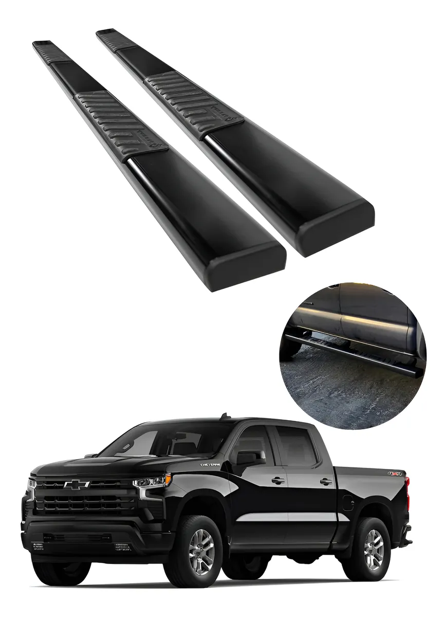 Estribos Serie 100 Negros P/ Chevrolet Silverado 2019 - 2025 - Image 1