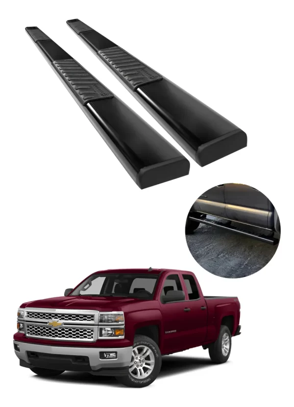 Estribos Serie 100 Negros P/ Chevrolet Silverado 2007 - 2013