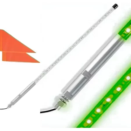 Antena C/luz Led Verde Universal C/bandera 90cm 12vcc
