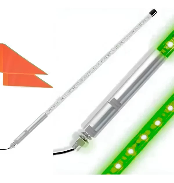 Antena C/luz Led Verde Universal C/bandera 120cm 12vcc