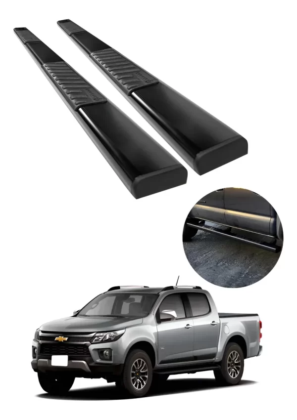 Estribos Serie 100 Negros Para Chevrolet S10 2016 - 2021