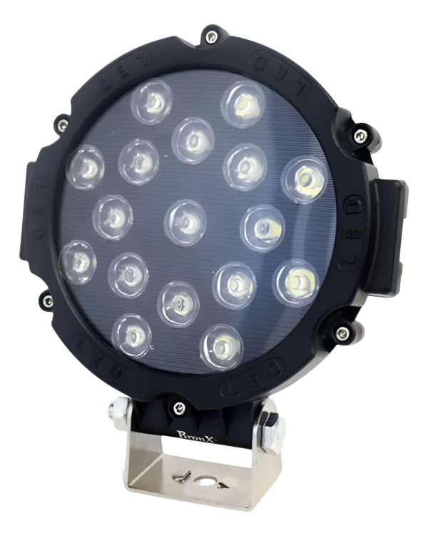 Faro Redondo 6pLG 17 Led Blanco Carcaza Negra 12/24v