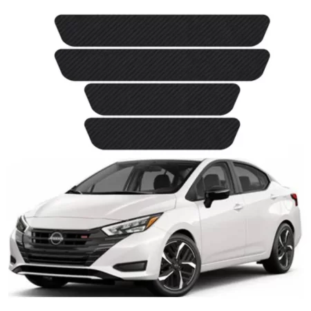 Protección Estribos Fibra De Carbono Con Blanco Nissan Versa