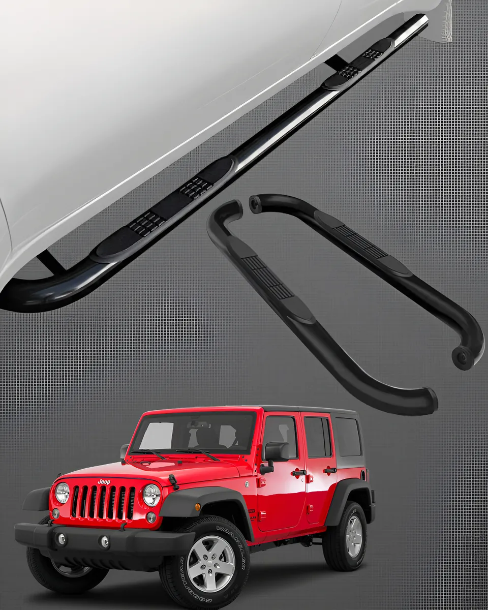 Estribos Tubulares Para Jeep Jk 4 Puertas 2007 - 2018 Negros - Image 1