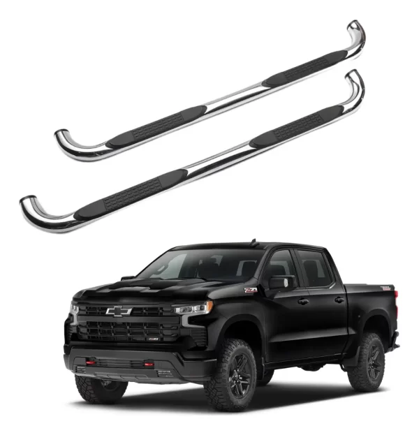 Estribos Redondos Silverado 2019 - 2022 + Doble Cabina Inox