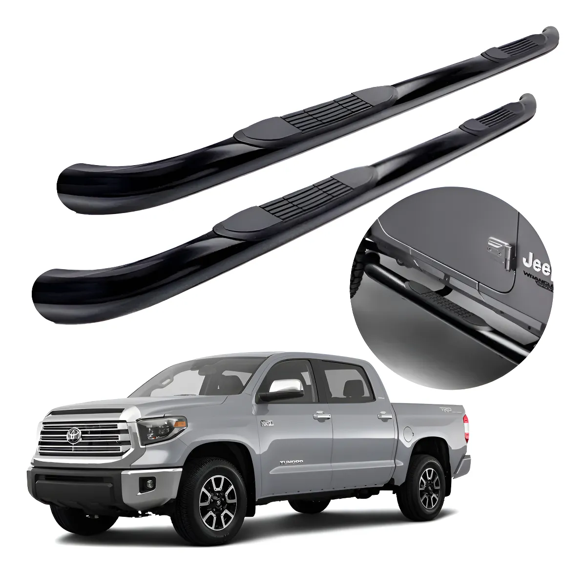 Estribos Redondos Toyota Tundra Crew Max 2007 - 2021 Negros - Image 1