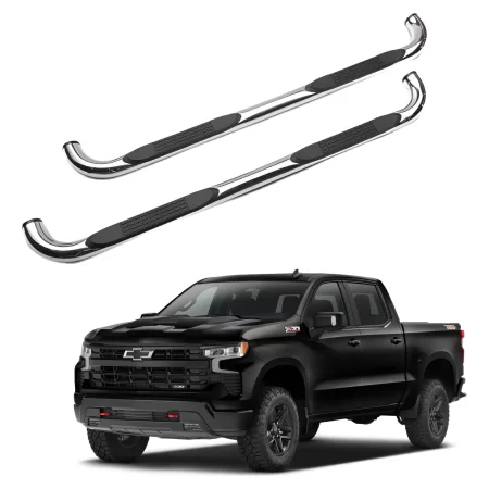 Estribos Redondos Silverado 2019 - 2022 + Doble Cabina Inox