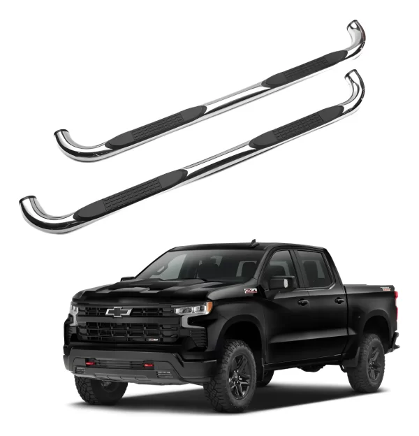 Estribos Redondos Silverado 2019 - 2022 + Doble Cabina Inox