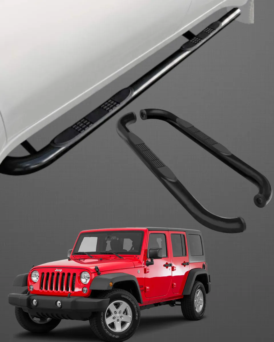 Estribos Tubulares Para Jeep Jk 4 Puertas 2007 - 2018 Negros - Image 1