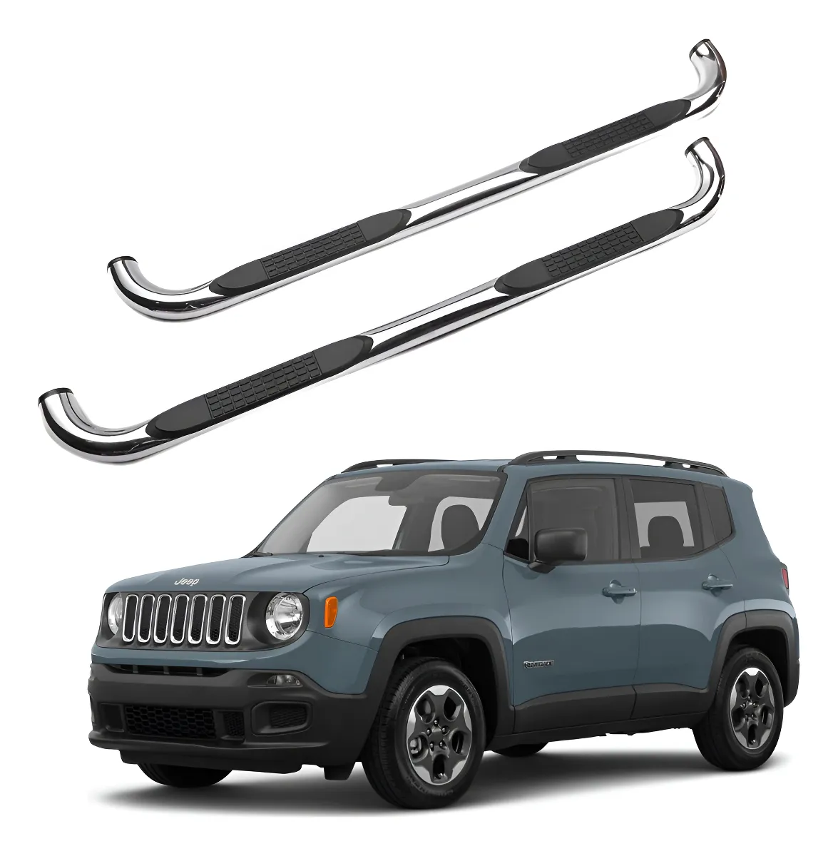Estribos Redondos Jeep Renegade 2015 - 2020 Acero Inoxidable - Image 1