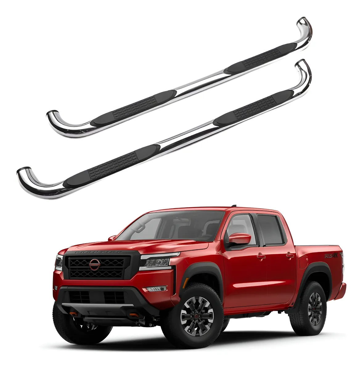 Estribos Redondos Nissan Np300 Frontier 2016 - 2022 Inox - Image 1