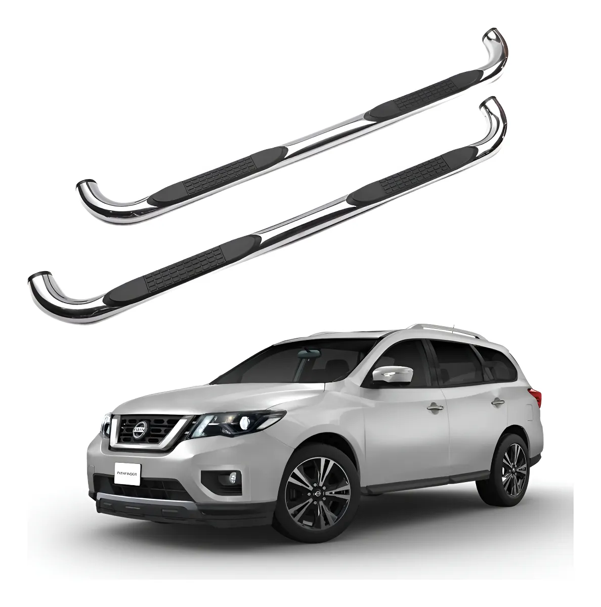Estribos Redondos Nissan Pathfinder 2013 - 2020 Acero Inox - Image 1