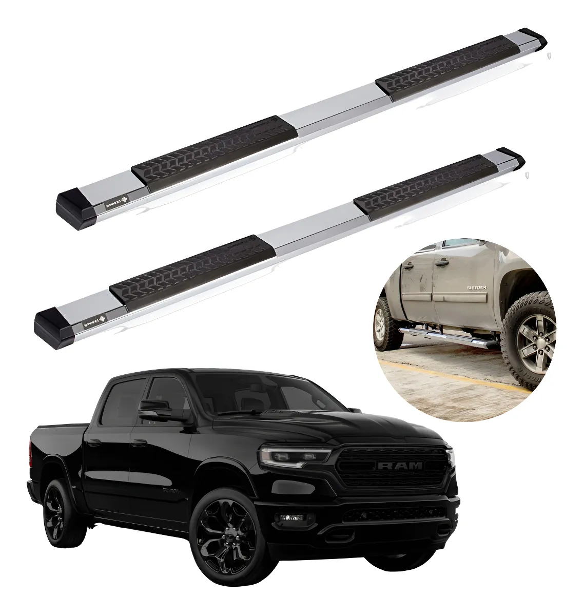 Estribos Serie 500 Ram 1500 Limited 2019 - 2023 Dob Cab Crom - Image 1