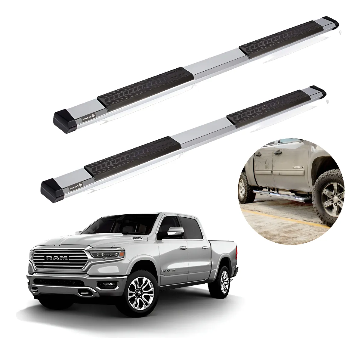 Estribos Serie 500 Ram 1500 Y 2500 2009 - 2023 Dob Cab - Image 1