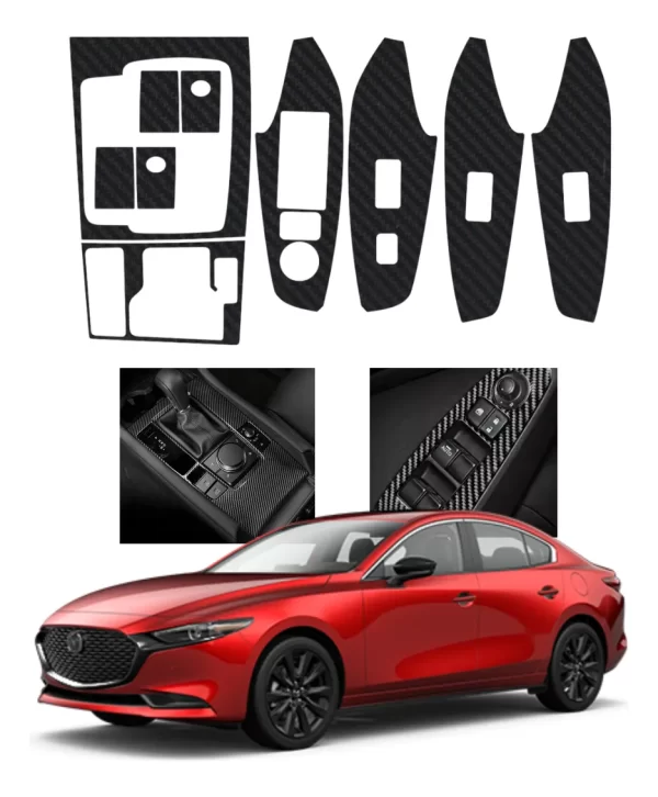 Vinil Protectores Puertas Mazda 3 2017-2018 Fibra Carbono