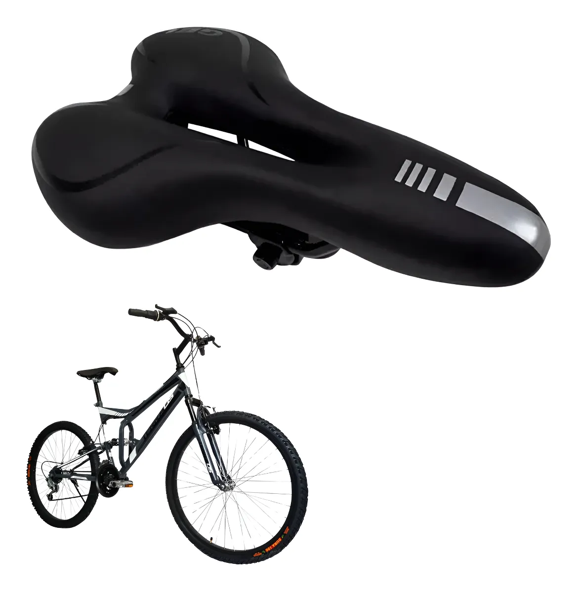 Asiento De Bicicleta Impermeable De Gel Acolchonada Negro - Image 1