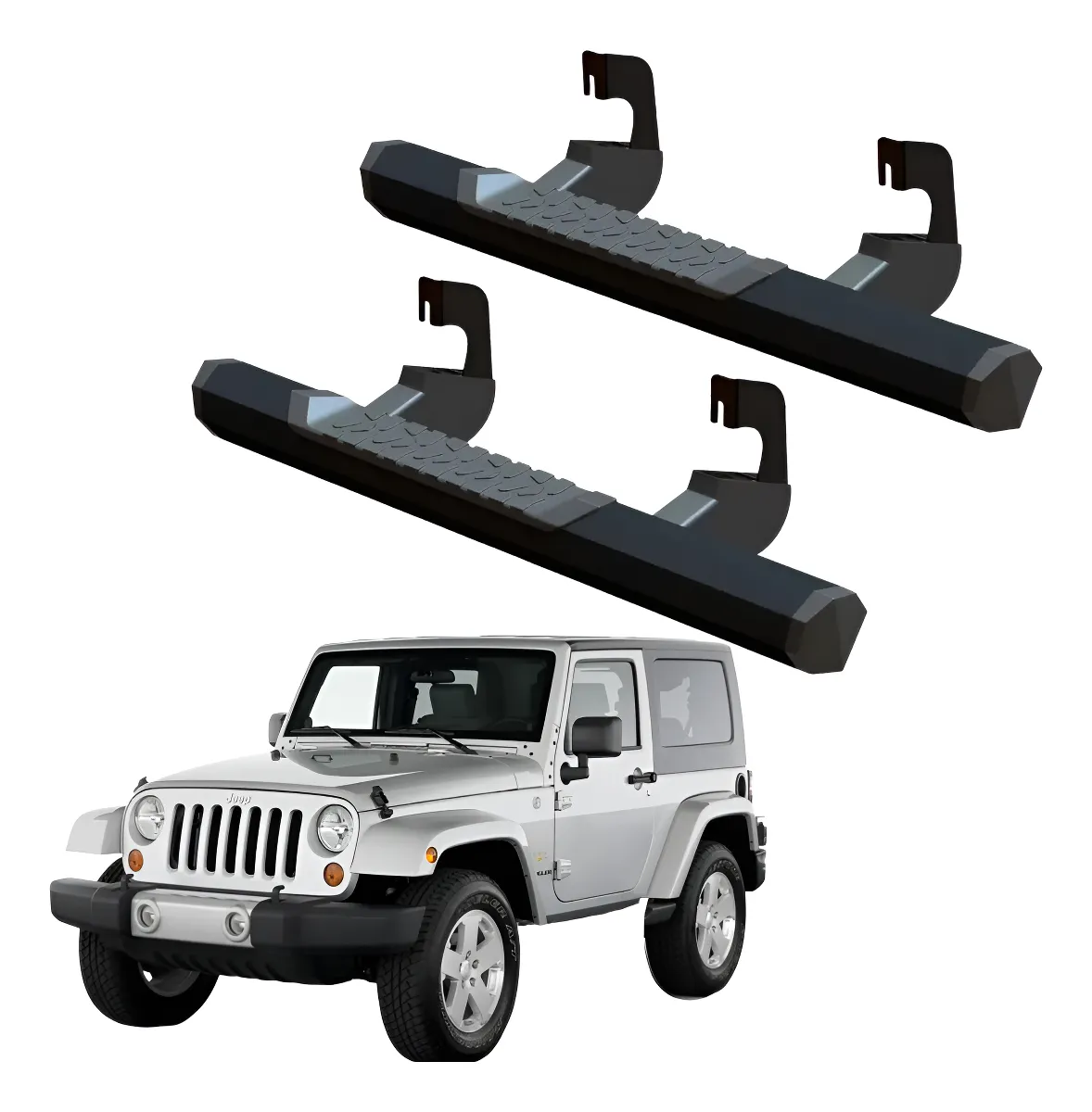 Estribos Serie 700 Negros Para Jeep Jk 2007 - 2018 2 Puertas - Image 1