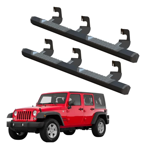 Estribos Serie 700 Negros Para Jeep Jk 2007 - 2018 4 Puertas