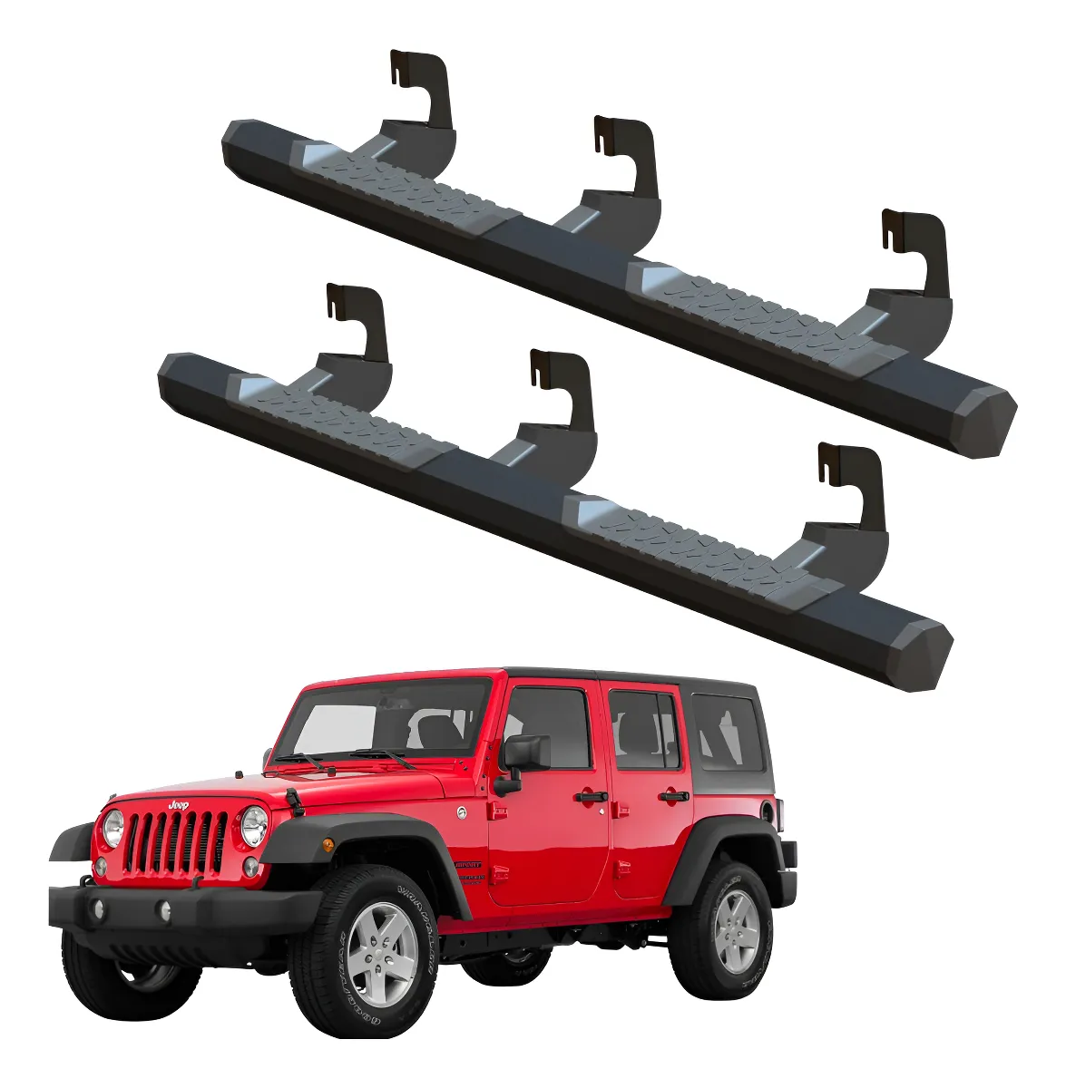 Estribos Serie 700 Negros Para Jeep Jk 2007 - 2018 4 Puertas - Image 1