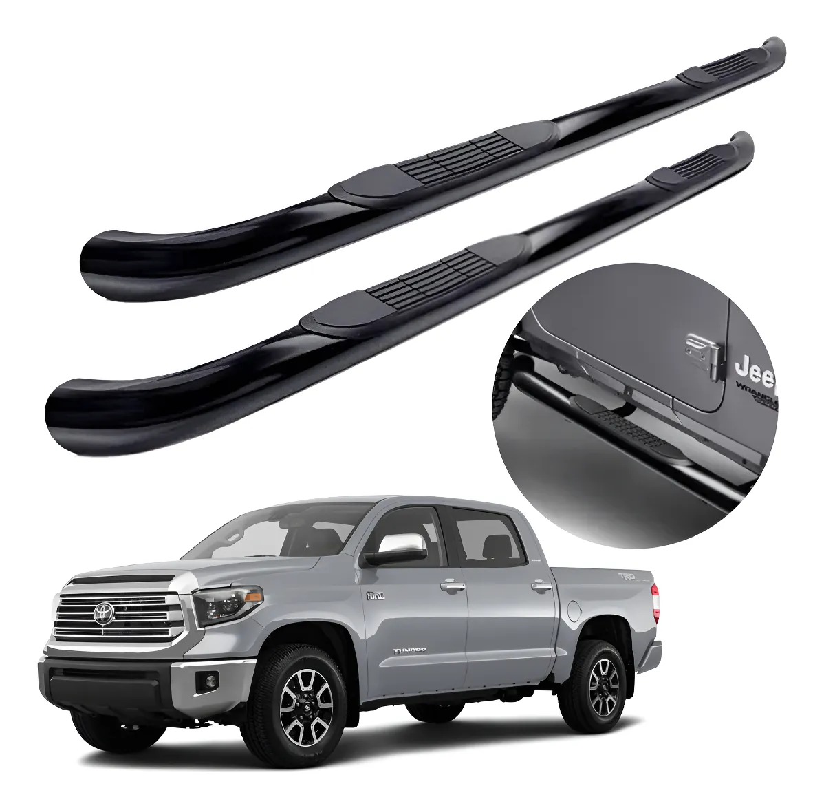 Estribos Redondos Toyota Tundra Crew Max 2007 - 2021 Negros - Image 1