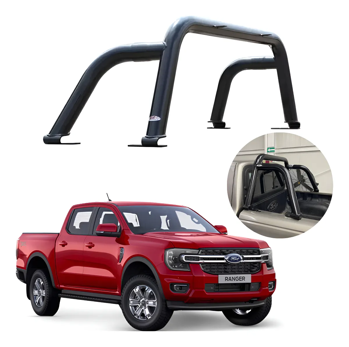 Roll Bar Sport Negro Compatible Con Ford Ranger 2013 - 2022 - Image 1
