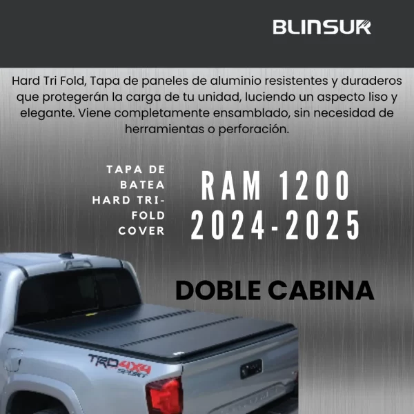 Tapa Cubre Batea Tri-fold Para Ram 1200 2024-2025 Doble Ca