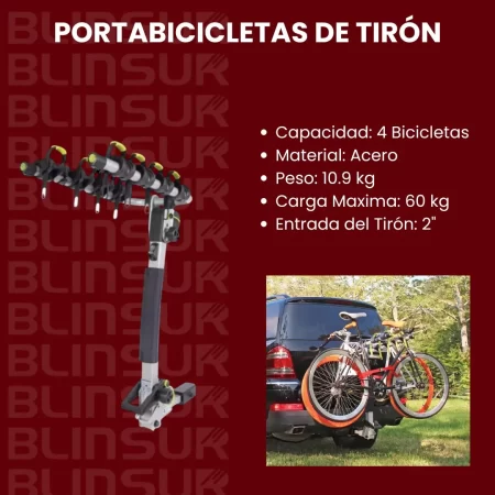 Portabicicletas De Tiron Para 4 Bicicletas Carga De 60 Kg - Image 2