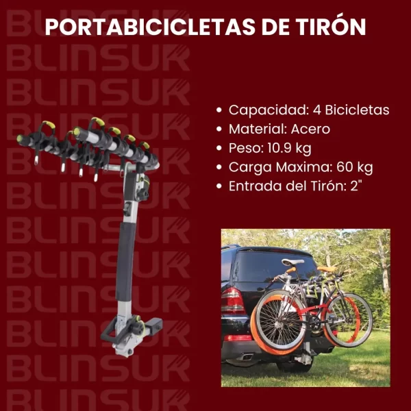 Portabicicletas De Tiron Para 4 Bicicletas Carga De 60 Kg