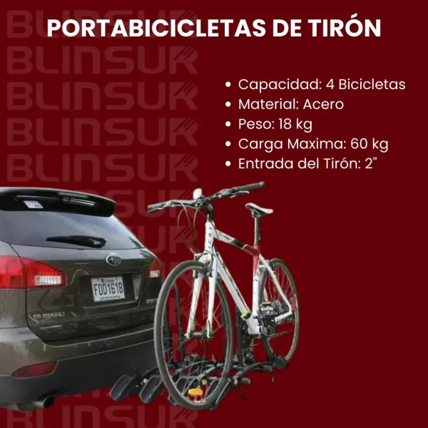 Portabicicletas De Tiron Para 4 Bicicletas Carga De 60 Kg