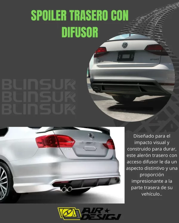 Spoiler Trasero Con Difusor Para Vw Jetta 2015 - 2018.