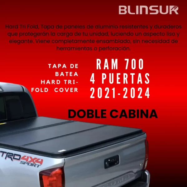 Tapa Rigida Cubre Batea Para Ram 700 4 Puertas 2021-2024
