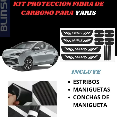 Kit Combo Proteccion Fibra De Carbono Para Toyota Yaris - Image 2