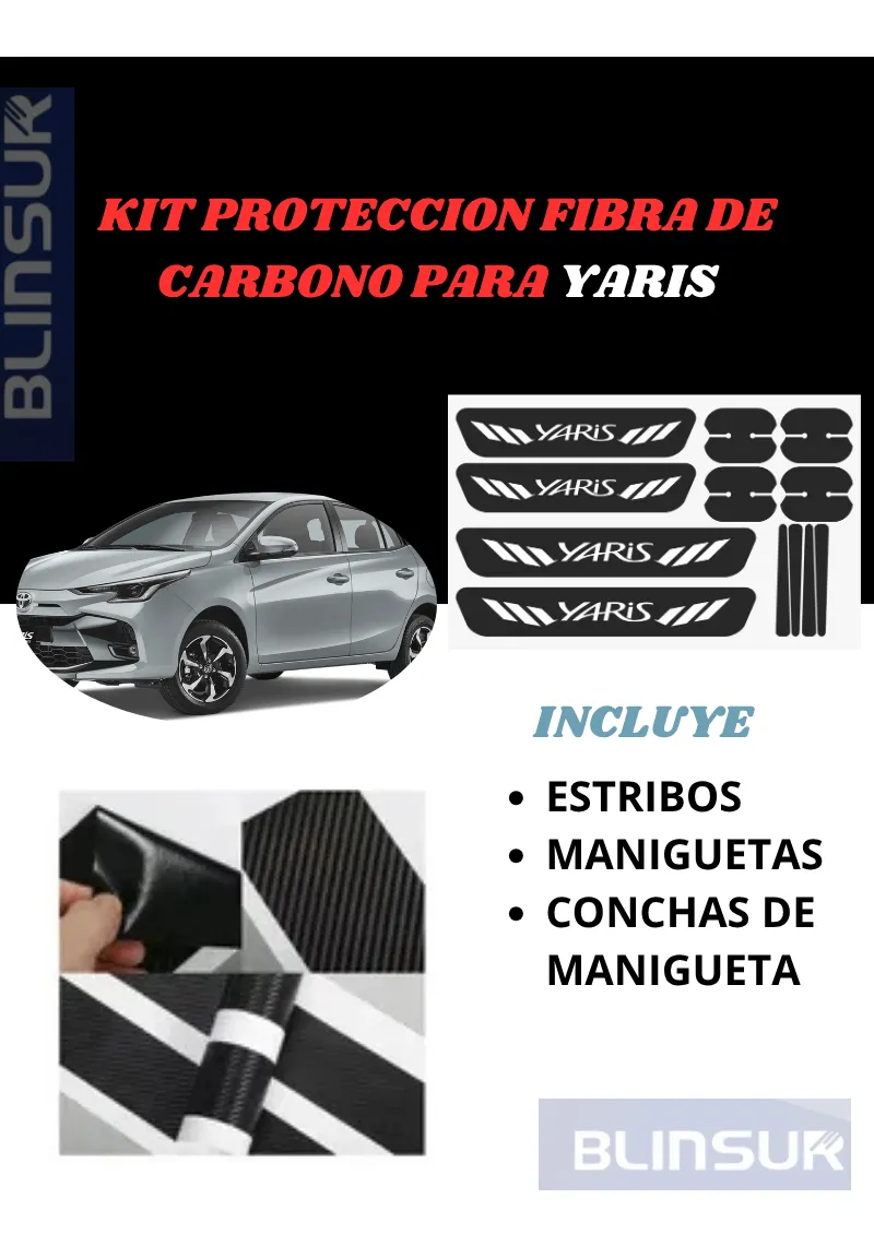 Kit Combo Proteccion Fibra De Carbono Para Toyota Yaris - Image 2