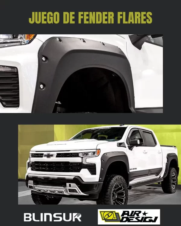 Juego De Cantoneras Caja Corta Chevrolet Silv 1500 2022-2025