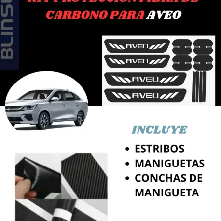 Kit Combo Proteccion Fibra De Carbono Para Aveo - Image 2