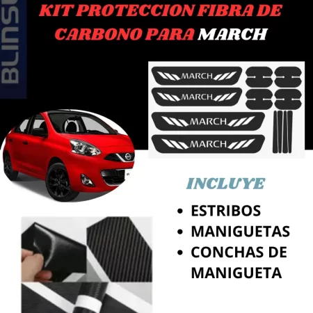 Kit Combo Proteccion Fibra De Carbono Para March - Image 2