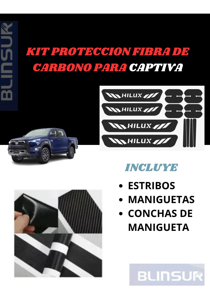Kit Combo Proteccion Fibra De Carbono Para Hilux - Image 2