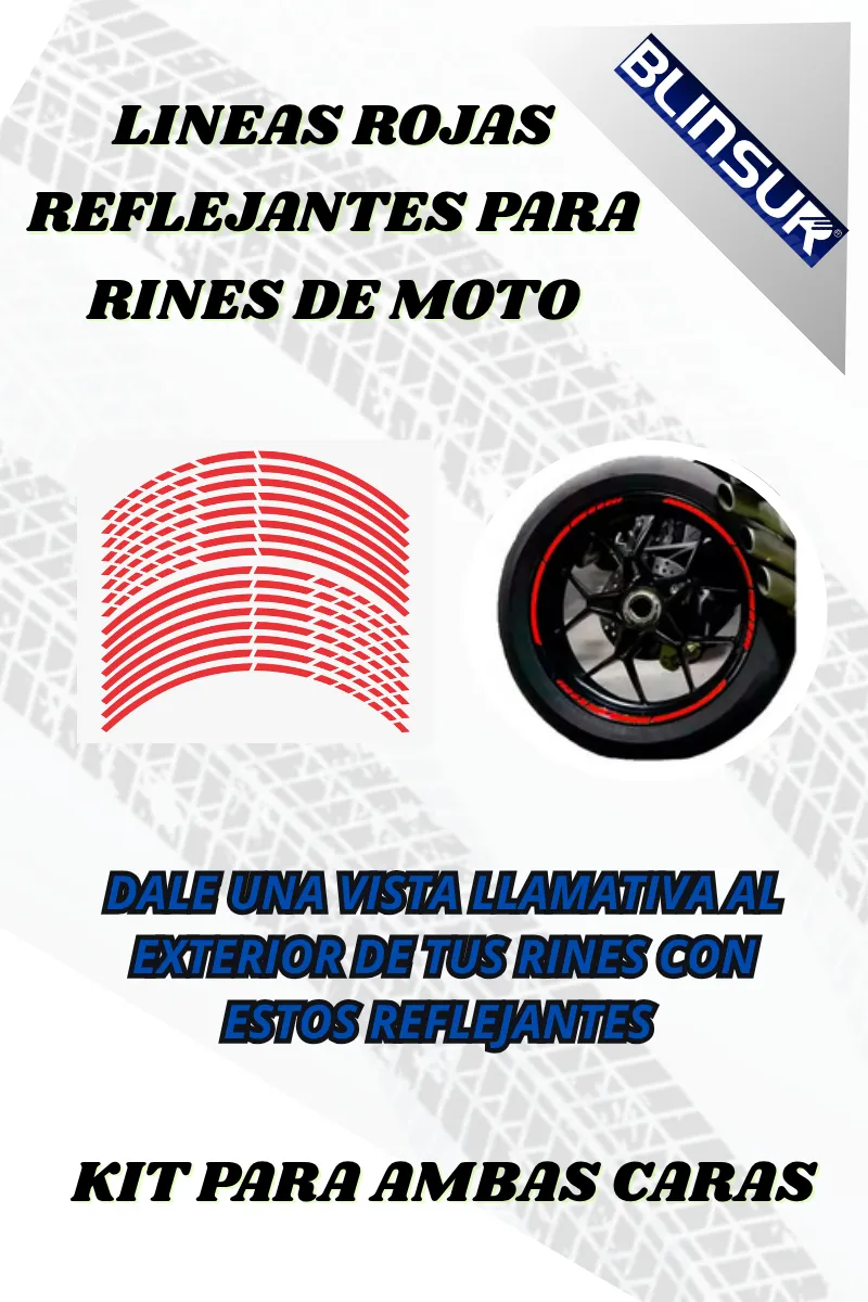 Sticker Reflejante Lineas Rojas Para Rines De Moto - Image 2