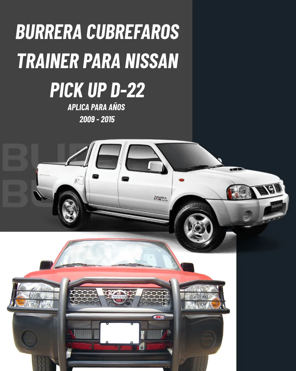 Burrera Cubrefaros Trainer Nissan Pickup D22 2009-2015 Negro - Image 2