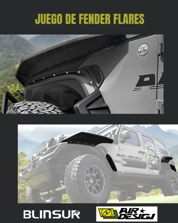 Juego Cantoneras Racer Fender Mud Flaps Jeep Wrangler 18 -25